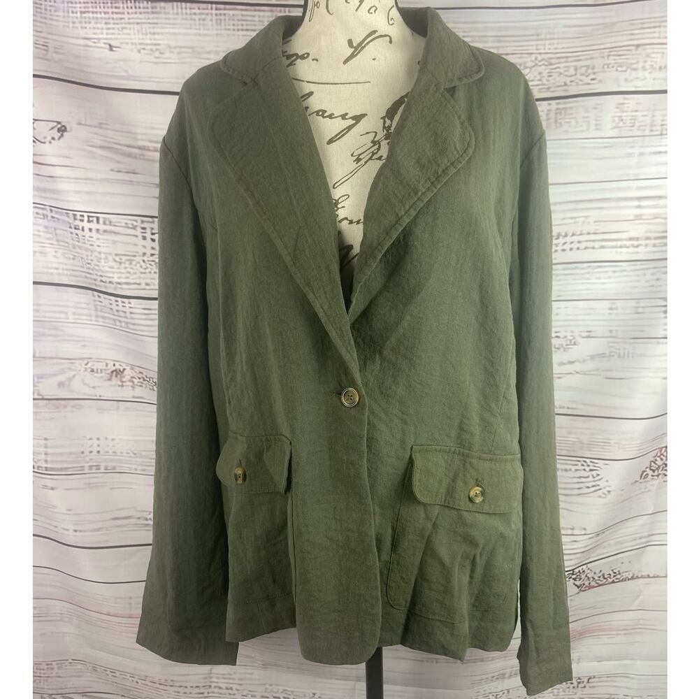 Chico's Olive Green Lightweight Blazer Jacket
